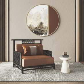 新中式单人沙发3D模型下载